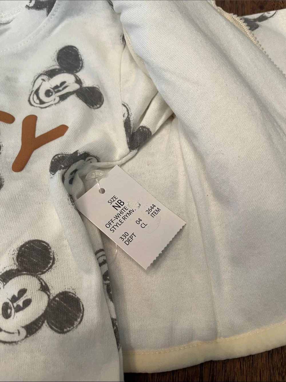 Disney Baby Cream & Light Blue Mickey 3-Piece Outfit
